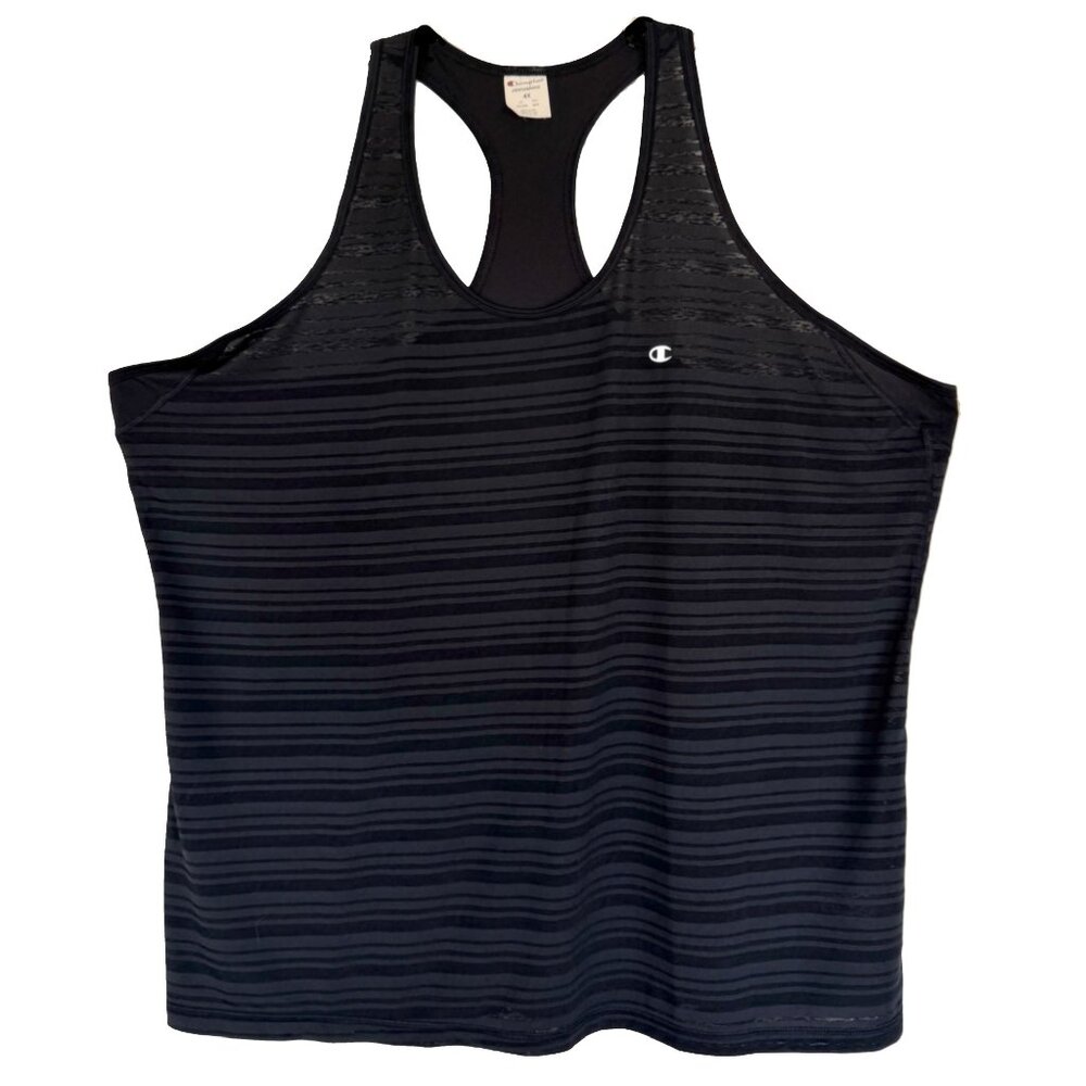 Champion 4X BLACK Tonal Stripe Racerback Tank Top
